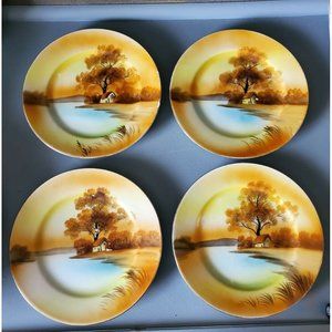 4 Noritake Tree in the Meadow 8 1/2"  Luncheon plates  Red Mark